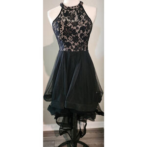 Speechless Black Lace High Low Dress Juniors Prom Formal Sheer Tulle Size Small